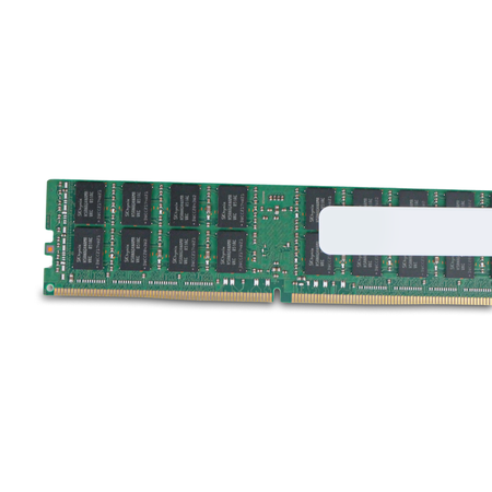 Close-up of SK Hynix memory chips on the back of a server RAM module.