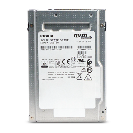 Kioxia CM5-V KCM5XVUG1T60 1.6TB NVMe PCIe Gen 3.0 U.2 2.5" SSD, Front Label View