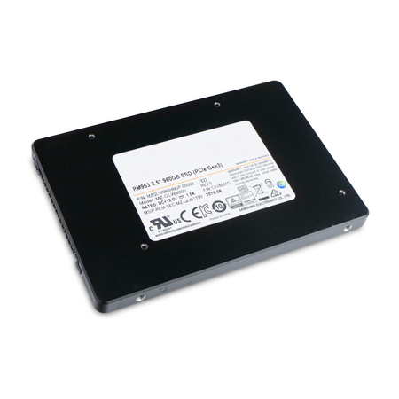 Samsung PM963 MZQLW960HMJP 960GB PCIe Gen3 x4 NVMe 2.5" SSD, Top Angled View