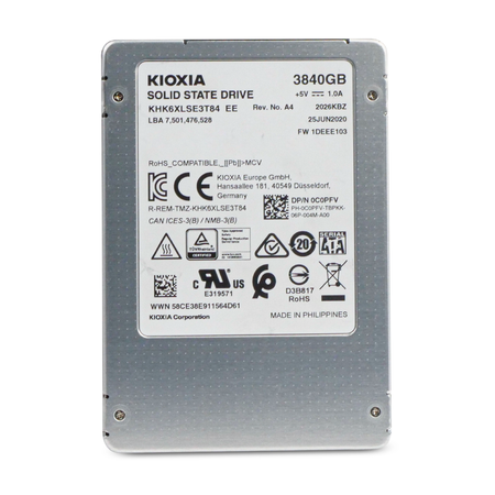 Kioxia KHK6XLSE3T84 3.84TB SATA 6Gb/s 2.5" SSD, Front Label View