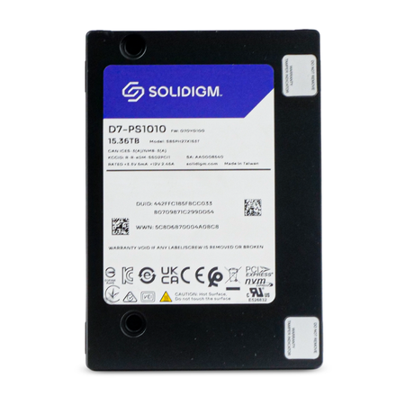 Solidigm D7-PS1010 SBSPH27X1S3T 15.36TB PCIe NVMe 2.5" SSD, Front Label View