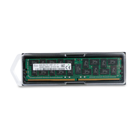 SK Hynix HMAA8GL7MMR4N-UH 64GB 4DRx4 PC4-2400T-LE1 DDR4 LRDIMM RAM, Front View With Packaging