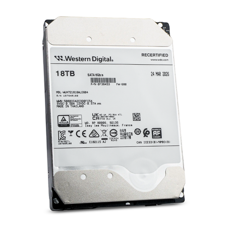 Western Digital Ultrastar DC HC550 WUH721818ALE604 0F38453 18TB 7.2K RPM SATA 6Gb/s 512e Power Disable 3.5in Recertified HDD