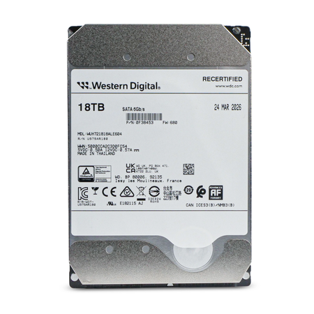 Western Digital Ultrastar DC HC550 WUH721818ALE604 0F38453 18TB 7.2K RPM SATA 6Gb/s 512e Power Disable 3.5in Recertified HDD