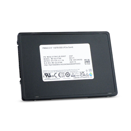 Samsung PM9A3 MZQL21T9HCJR 1.92TB 1 DWPD PCIe Gen 4.0 x4 8GB/s 3D TLC U.2 NVMe 2.5" Refurbished SSD