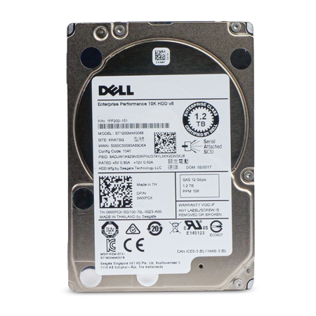 Dell/Seagate v8 ST1200MM0088 1FF200-151 1.2TB 10K RPM SAS 12Gb/s 512n 128MB 2.5in Refurbished HDD