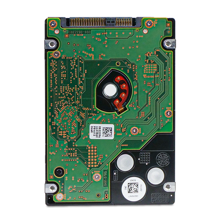 Back view of a 2.5" SAS hard drive showing the circuit board.