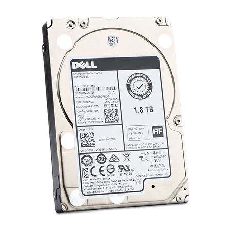 Dell/Seagate V8 ST1800MM0168 1.8TB 10K RPM SAS 12Gb/s 512e 2.5" HDD, Front Angled View