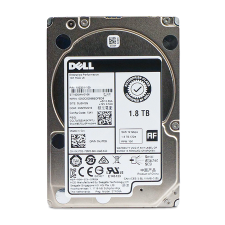 Dell/Seagate V8 ST1800MM0168 1.8TB 10K RPM SAS 12Gb/s 512e 2.5" HDD, Front Label View