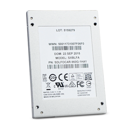 SanDisk SDLF0CAR-960G-1HA1 960GB SATA 6Gb/s 2.5" SSD, Back Angled View