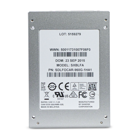 SanDisk SDLF0CAR-960G-1HA1 960GB SATA 6Gb/s 2.5" SSD, Back Label View