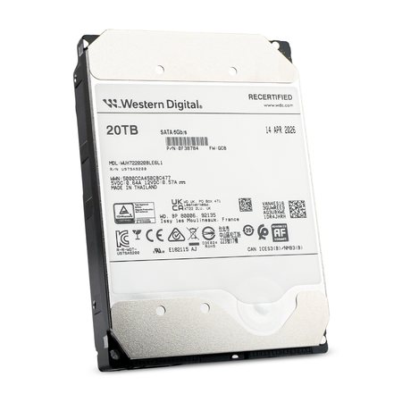 Western Digital Ultrastar DC HC560 WUH722020BLE6L1 0F38784 20TB 7.2K RPM SATA 6Gb/s 512e 512MB 3.5in Recertified HDD