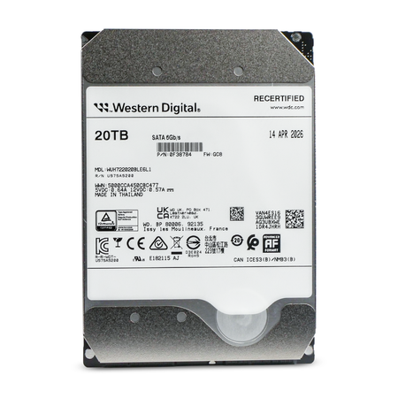 Western Digital Ultrastar DC HC560 WUH722020BLE6L1 0F38784 20TB 7.2K RPM SATA 6Gb/s 512e 512MB 3.5in Recertified HDD