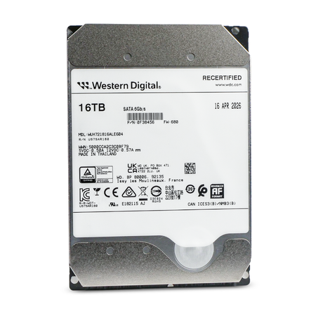 Western Digital Ultrastar DC HC550 WUH721816ALE604 0F38456 16TB 7.2K RPM SATA 6Gb/s 512e Power Disable 3.5in Recertified Hard Drive