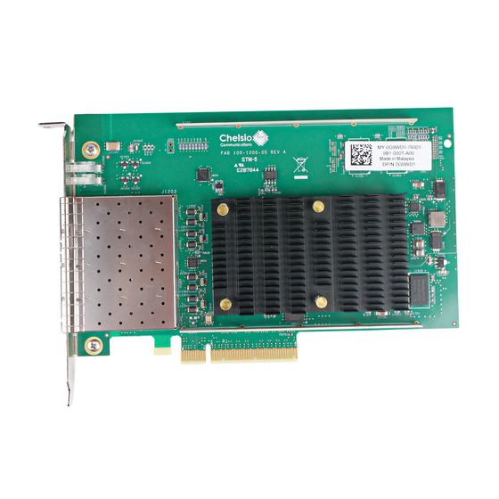 Chelsio quad-port SFP+ PCIe network adapter.
