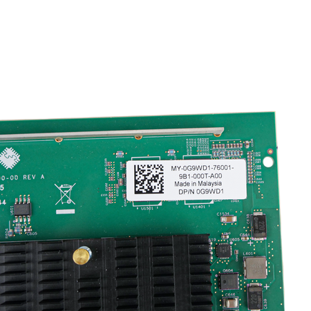 Close-up of the Chelsio adapter's Dell part number label, DP/N 0G9WD1.