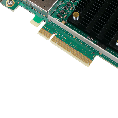 Close-up of the Chelsio adapter's PCIe edge connector.