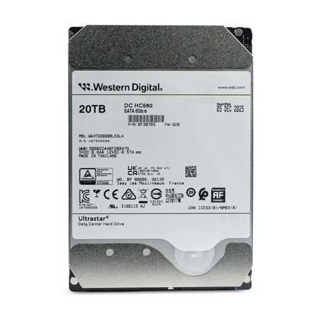 Western Digital Ultrastar DC HC560 WUH722020BLE6L4 0F38785 20TB 7.2K RPM SATA 6Gb/s 512e 3.5in Recertified Hard Drive