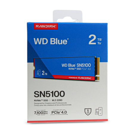 WD Blue SN5100 2TB PCIe Gen4 x4 NVMe M.2 2280 SSD, Packaging Box View