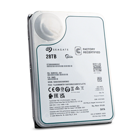 Seagate Exos ST28000NM000C 28TB 7.2K RPM SATA 6Gb/s 512e CMR 3.5in Recertified Hard Drive