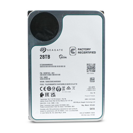 Seagate Exos ST28000NM000C 28TB 7.2K RPM SATA 6Gb/s 512e CMR 3.5in Recertified Hard Drive
