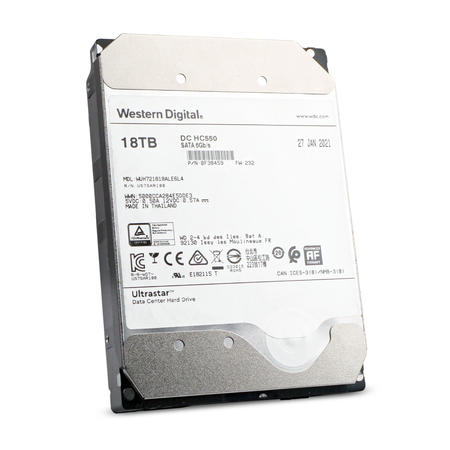 Western Digital Ultrastar DC HC550 WUH721818ALE6L4 0F38459 18TB 7.2K RPM SATA 6Gb/s 512e 512MB 3.5" Refurbished HDD