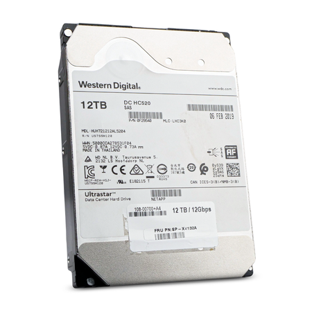 Western Digital Ultrastar DC HC520 HUH721212AL5204 0F29540 12TB SAS 12Gb/s 3.5" HDD, Front Angled View