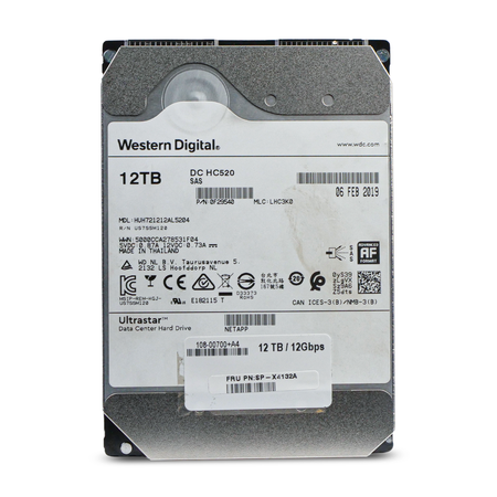 Western Digital Ultrastar DC HC520 HUH721212AL5204 0F29540 12TB SAS 12Gb/s 3.5" HDD, Front Label View