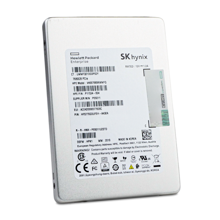 HP/SK Hynix PE6011 HFS7T6GDUFEH 7.68TB 1 DWPD PCIe Gen 3.0 x4 4GB/s 3D TLC U.2 NVMe 2.5in Refurbished SSD, 6 of 8