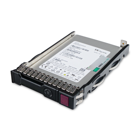 HP Generation 8 VK007680KWWFQ P11534-004 7.68TB PCIe Gen 3.0 x4 4GB/s  U.2 NVMe 2.5" SSD, Above Angled View