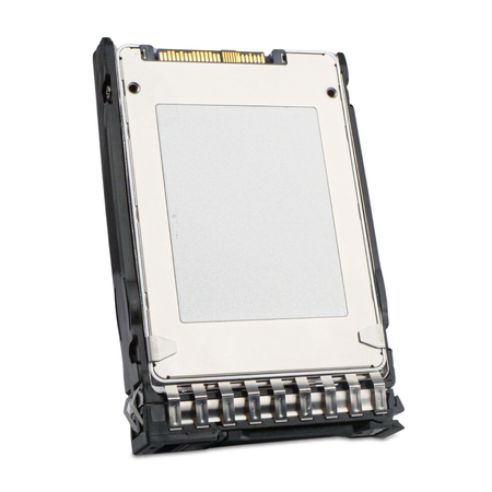 HP Generation 11 VK007680KWWFQ P11534-004 7.68TB PCIe Gen 3.0 x4 4GB/s 3D TLC U.2 NVMe 2.5" SSD, Back Angled View
