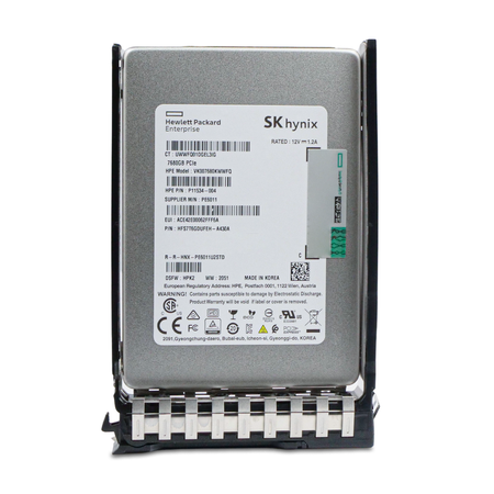 HP Generation 11 VK007680KWWFQ P11534-004 7.68TB PCIe Gen 3.0 x4 4GB/s 3D TLC U.2 NVMe 2.5" SSD, Front Label View