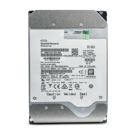 HP/HGST Ultrastar He10 HUH72010AL5204 0F27373 10TB 7.2K RPM SAS 12Gb/s 512e 256MB 3.5" HDD, Front Label View