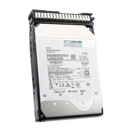 HP Generation 8 MB010000JWAYK 869349-002 10TB 7.2K RPM SAS 12Gb/s 512e 256MB 3.5" HDD, Front Angled View