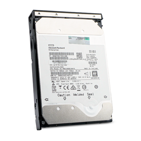 HP Generation 11 MB010000JWAYK 869349-002 10TB 7.2K RPM SAS 12Gb/s 512e 256MB 3.5" HDD, Front Angled View