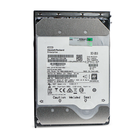 HP Generation 11 MB010000JWAYK 869349-002 10TB 7.2K RPM SAS 12Gb/s 512e 256MB 3.5" HDD, Front Label View