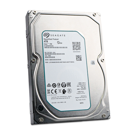 Seagate Exos 7E8 ST4000NM000A 2HZ100-004 4TB 7200RPM SATA 6Gb/s 3.5" HDD, Front Angled View