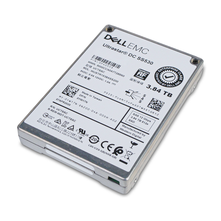 Dell/Western Digital Ultrastar DC SS530 WUSTR1538ASS200 0P40553 3.84TB SAS 12Gb/s 512e 2.5" SSD, Above Angled View