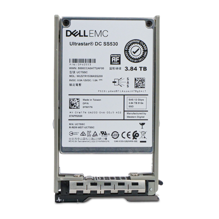 Dell G13 0YW17N 3.84TB SAS 12Gb/s 512e 3D TLC 2.5" SSD, Front Label View