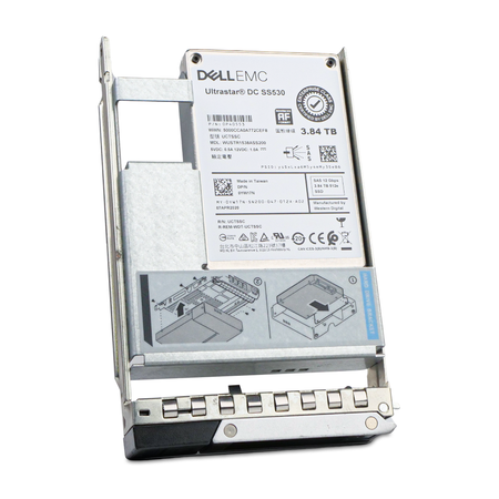 Dell G14 0YW17N 3.84TB 1 DWPD SAS 12Gb/s 512e 3D TLC Hybrid 3.5" SSD, Front Angled View