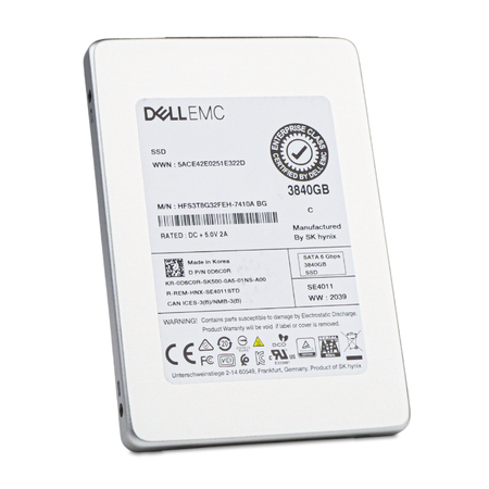 Dell/SK Hynix SE4011 HFS3T8G32FEH-7410A 3.84TB 1 DWPD SATA 6Gb/s 512e 3D TLC 2.5" Front Angled View