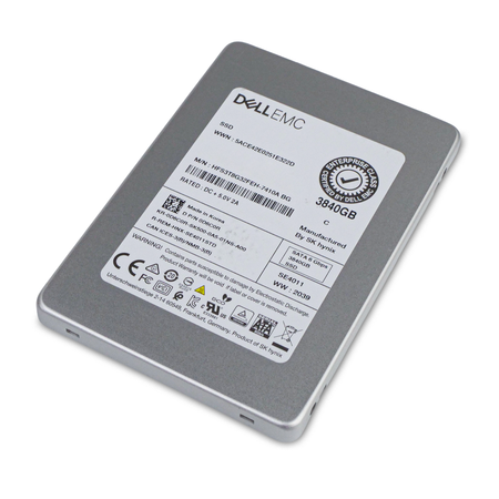 Dell/SK Hynix SE4011 HFS3T8G32FEH-7410A 3.84TB 1 DWPD SATA 6Gb/s 512e 3D TLC 2.5" Above Angled View