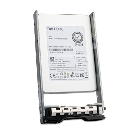 Dell G13 0D6C0R 3.84TB SATA 6Gb/s 512e 3D TLC 2.5" SSD, Front Angled View