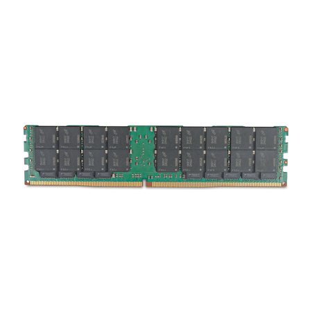 Micron MTA72ASS16G72LZ-3G2 128GB DDR4 LRDIMM server memory, rear side with memory chips, straight-on