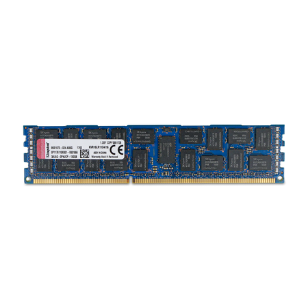 Kingston KVR16LR11D4/16 16GB DDR3 RDIMM server memory, front side with product label, straight-on