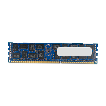 Kingston KVR16LR11D4/16 16GB DDR3 RDIMM server memory, rear side with memory chips, straight-on