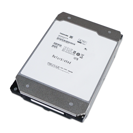Toshiba MD08 MD08ACA16TR 16TB 7.2K RPM SATA 6Gb/s 512e 3.5" HDD, Above Angled View