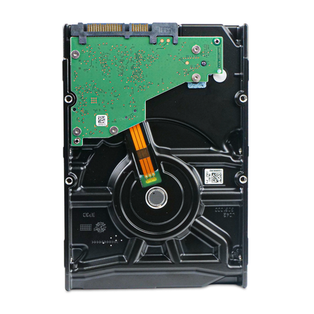 Back view of a 3.5" SATA hard drive showing the circuit board.