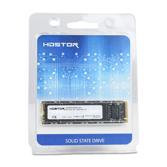HDSTOR HSAVM2PCNVME3100A 1TB PCIe Gen3.0 x4 4GB/s NVMe M.2 2280 SSD, Front Label View