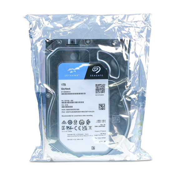 Seagate SkyHawk ST1000VX013 1TB 5.4K RPM SATA 6Gb/s 512e 256MB 3.5" HDD, Front View